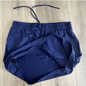 MTommy Bahama Navy Blue Swim Skirt Women Large Nylon Blend Pockets Elastic Waist